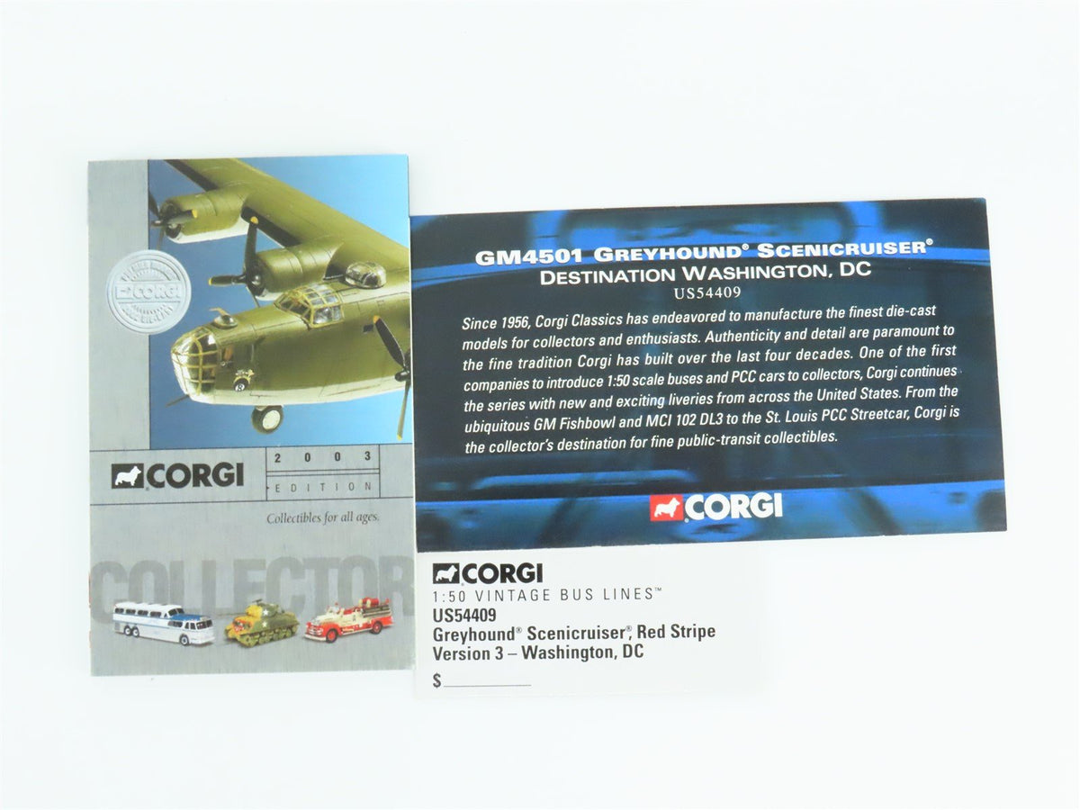 1:50 Corgi US54409 Die-Cast GM 4501 Greyhound Scenicruiser Dest Washington DC