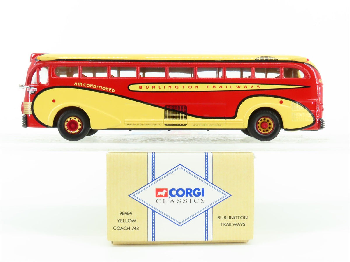 1:50 Scale Corgi 98464 Die-Cast Yellow Coach 743 Burlington Trailways Bus