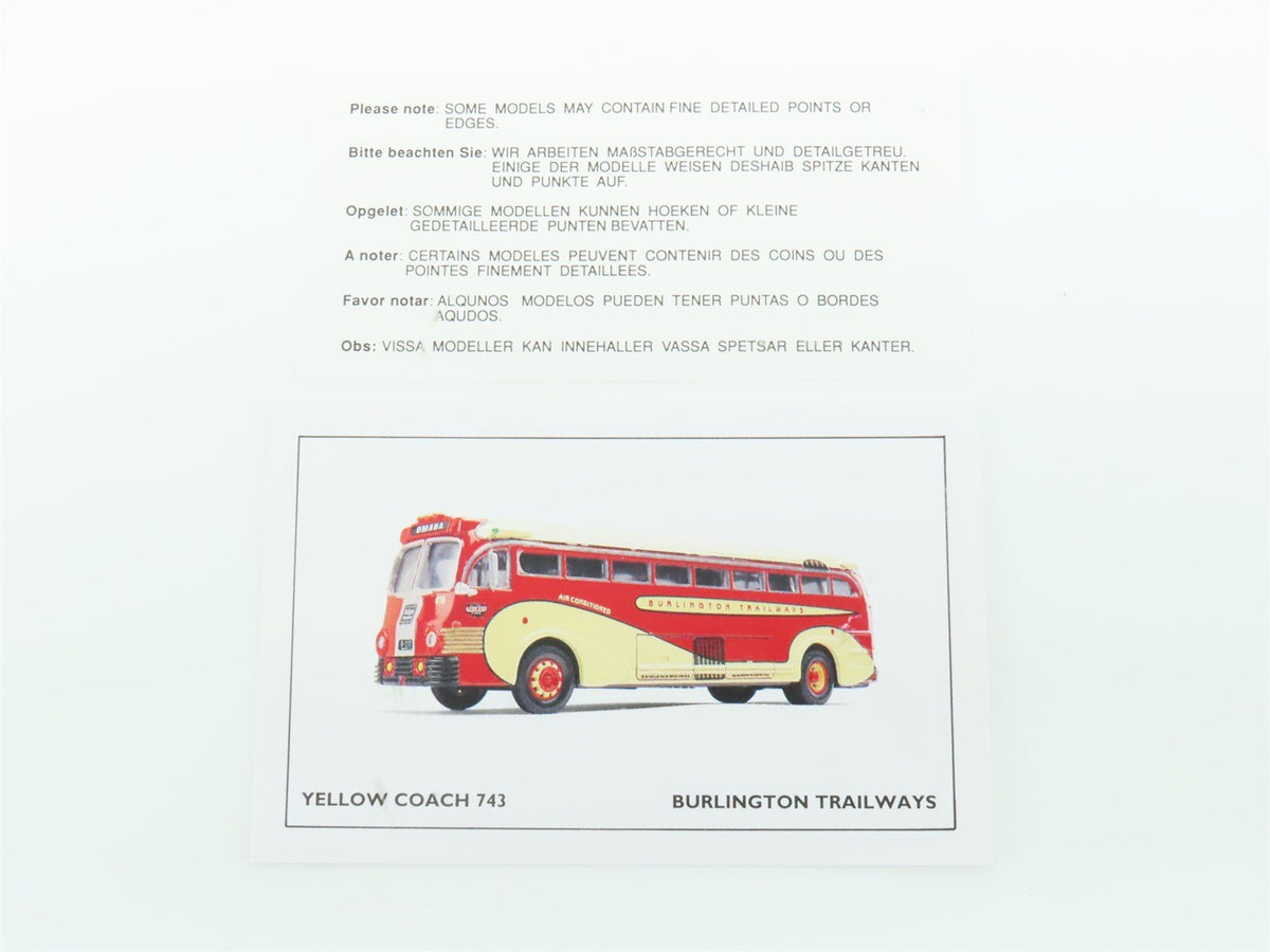 1:50 Scale Corgi 98464 Die-Cast Yellow Coach 743 Burlington Trailways Bus