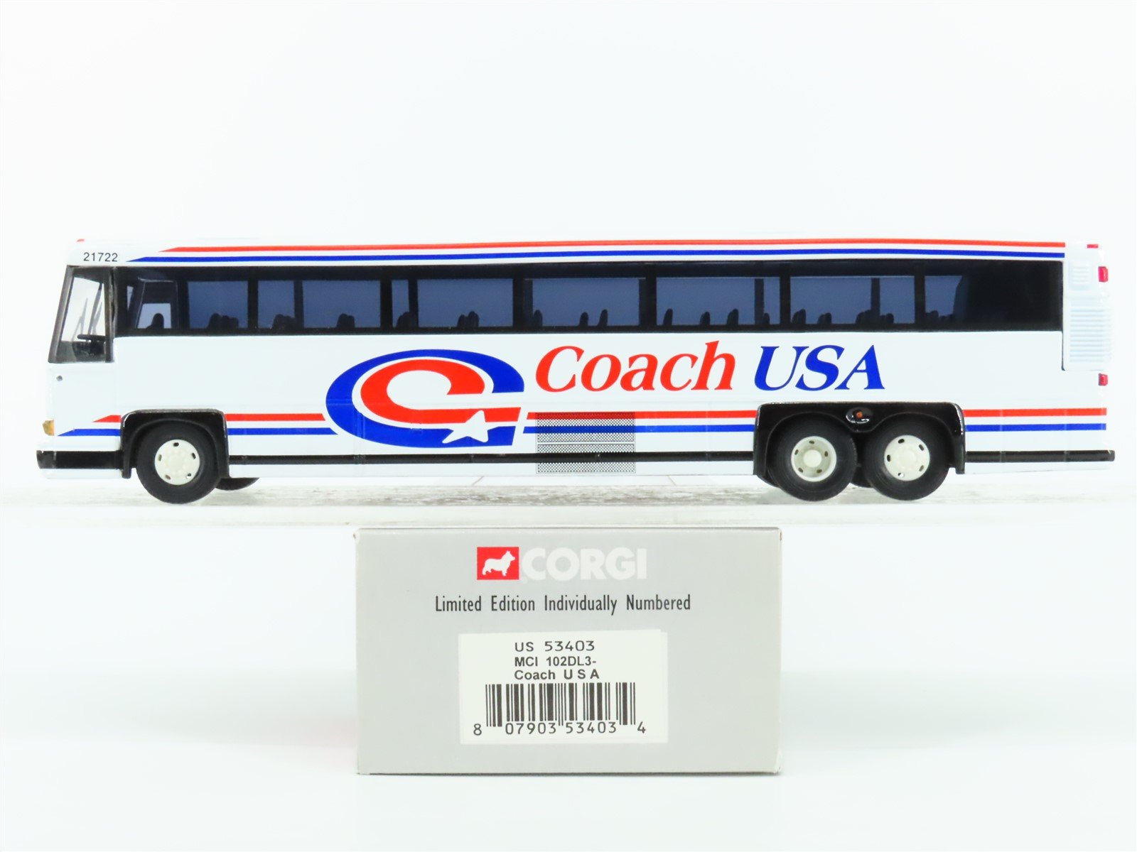 1:50 Scale Corgi US53403 Die-Cast MCI-102 DL3 Coach USA Bus