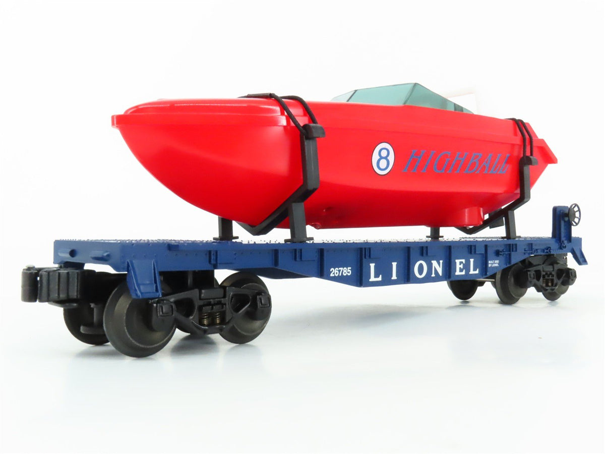 O Gauge 3-Rail Lionel 6-26785 Flat Car #26785 w/ 8 Highball Power Boat