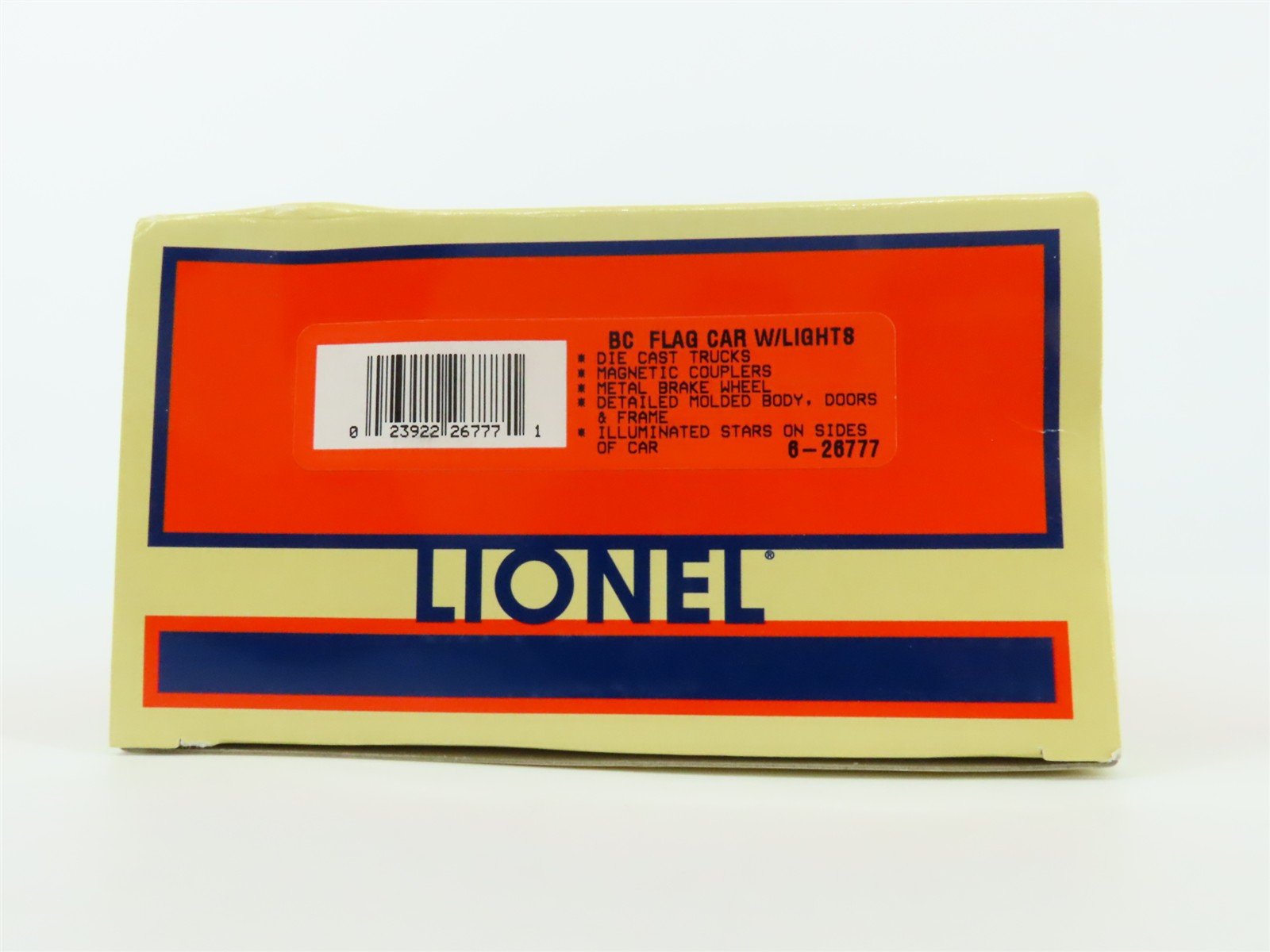 O Gauge 3-Rail Lionel 6-26777 Flag Single Door Box Car #26777 w/ Lights