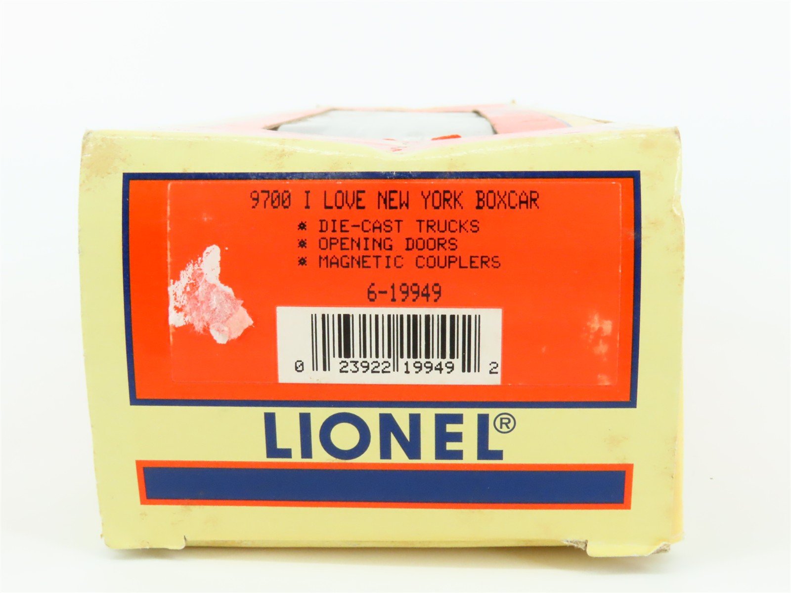 O Gauge 3-Rail Lionel 6-19949 I Love New York Single Door Box Car #9700
