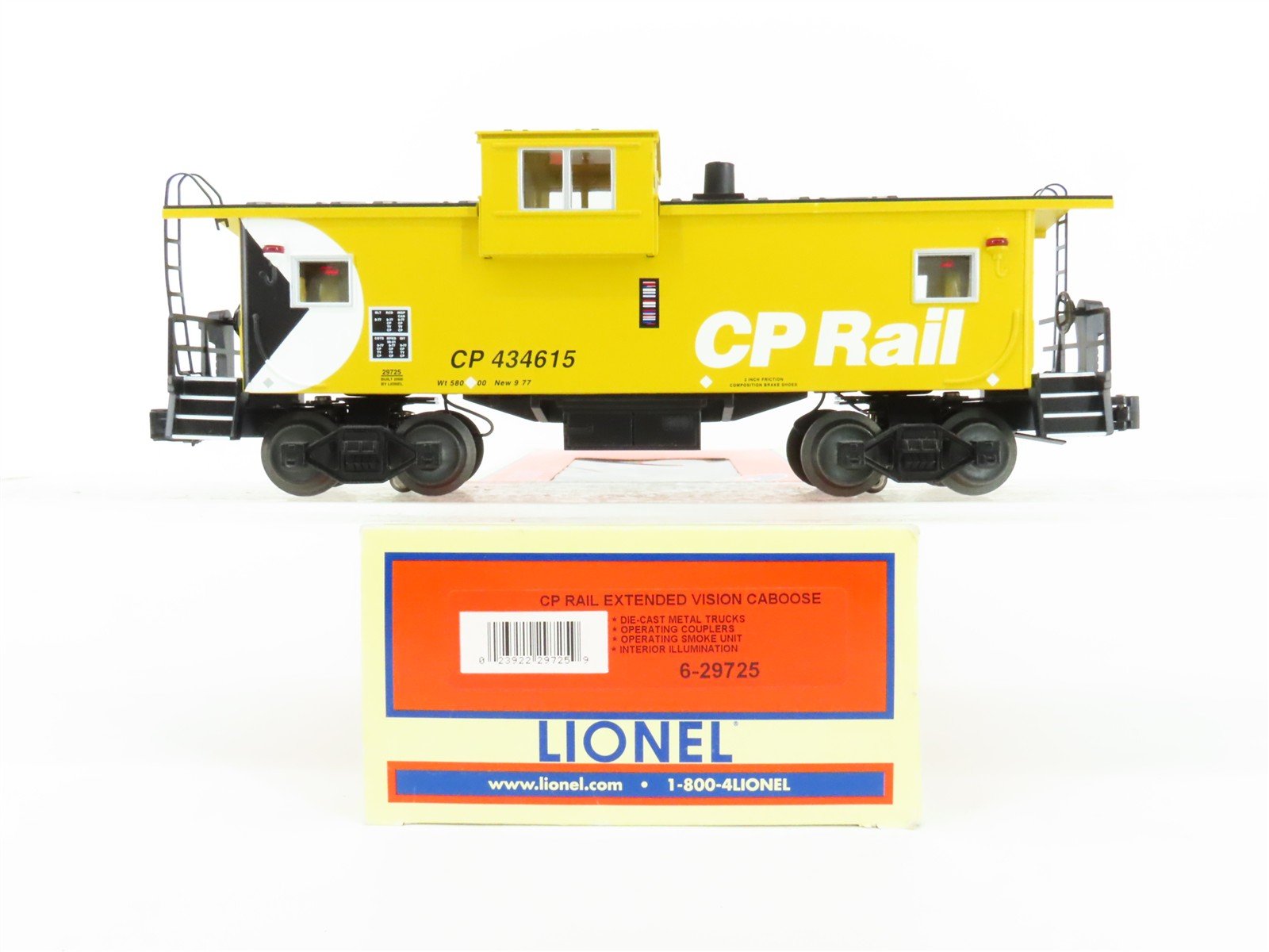 O Gauge 3-Rail Lionel 6-29725 CP Rail Extended Vision Caboose #434615 w/ Lights