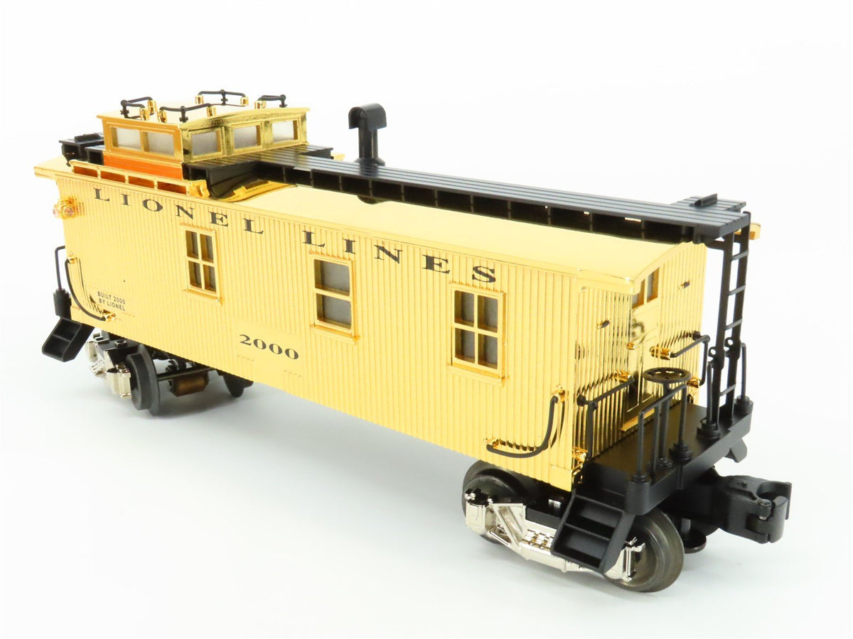 O Gauge 3-Rail Lionel 6-17635 Die-Cast Gold Plated Caboose #2000 w/ Lights
