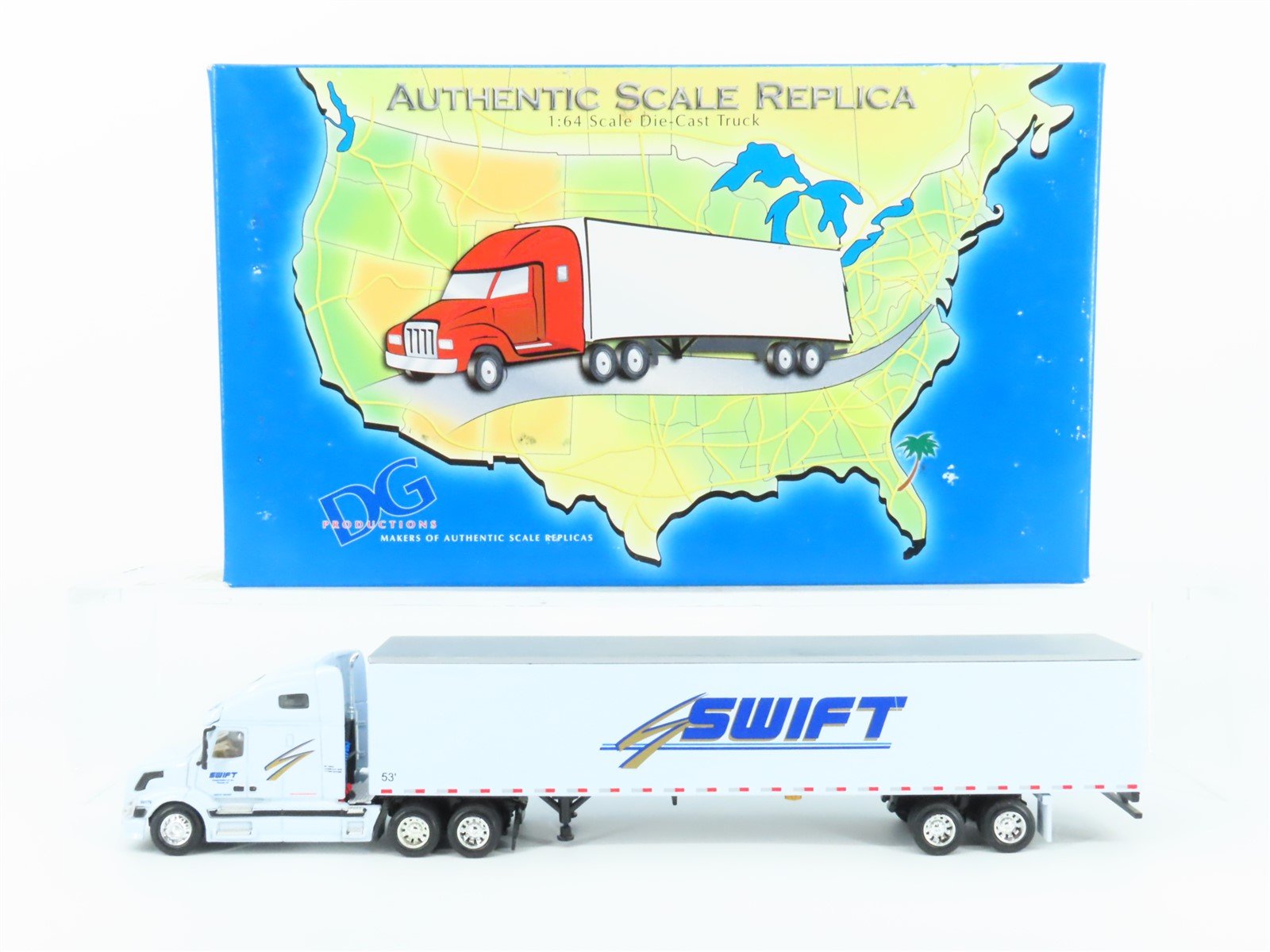 1:64 DG Productions Die-Cast Swift Volvo Semi Truck & 53' Trailer
