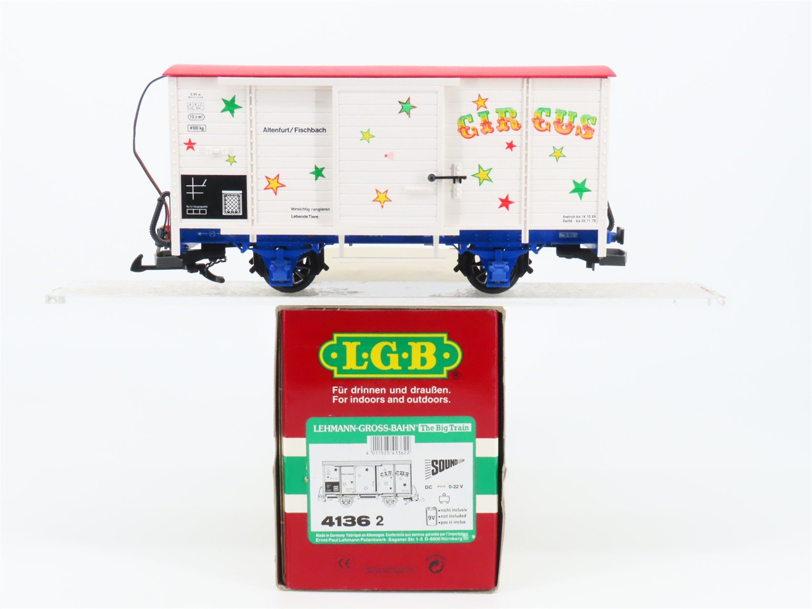 G Scale LGB 41362 Circus Single Door Box Car w/ Sound Installed
