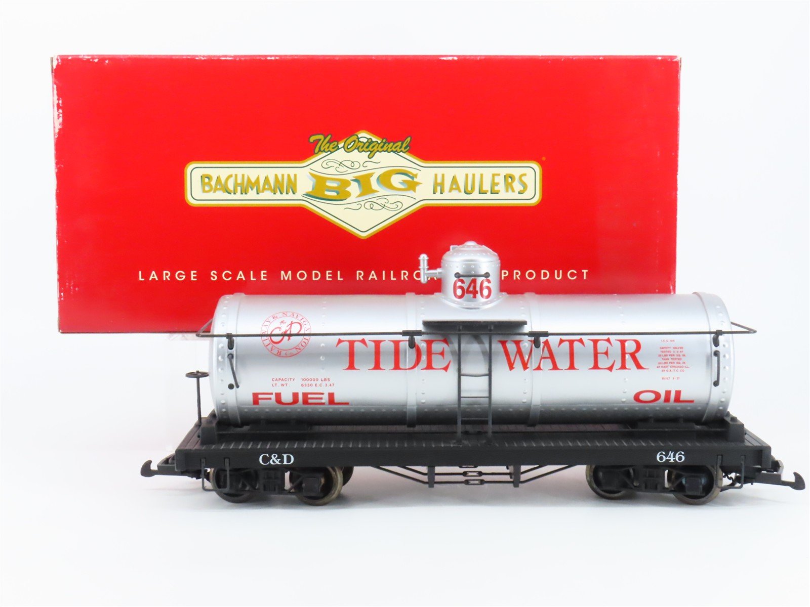 G Scale Bachmann Big Haulers 93433 C&D Tidewater Single Dome Tank Car #646