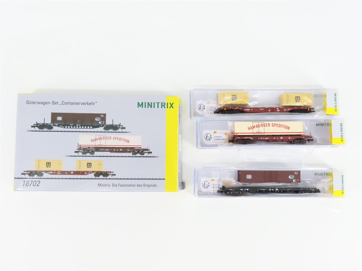 N Scale Trix 18702 &quot;Container Service Freight 3-Car Set