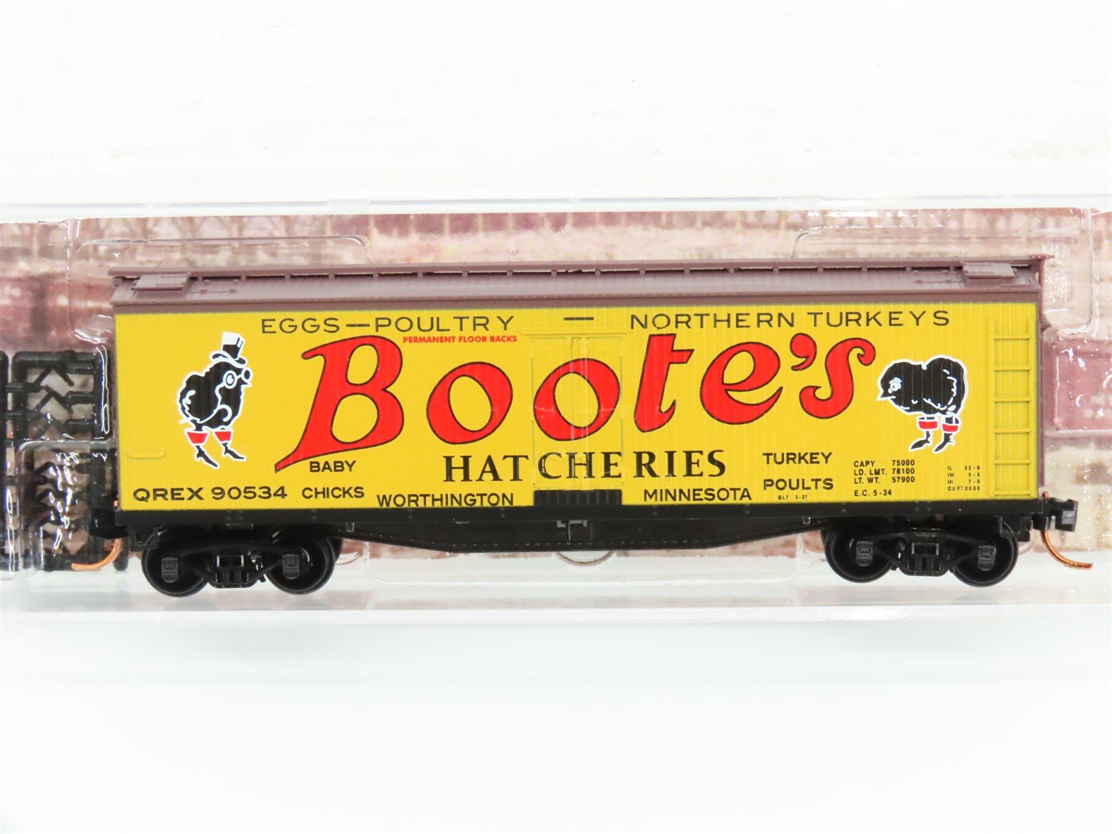 N Scale Micro-Trains MTL 04900620 QREX Boote's Hatcheries 40' Reefer #90534