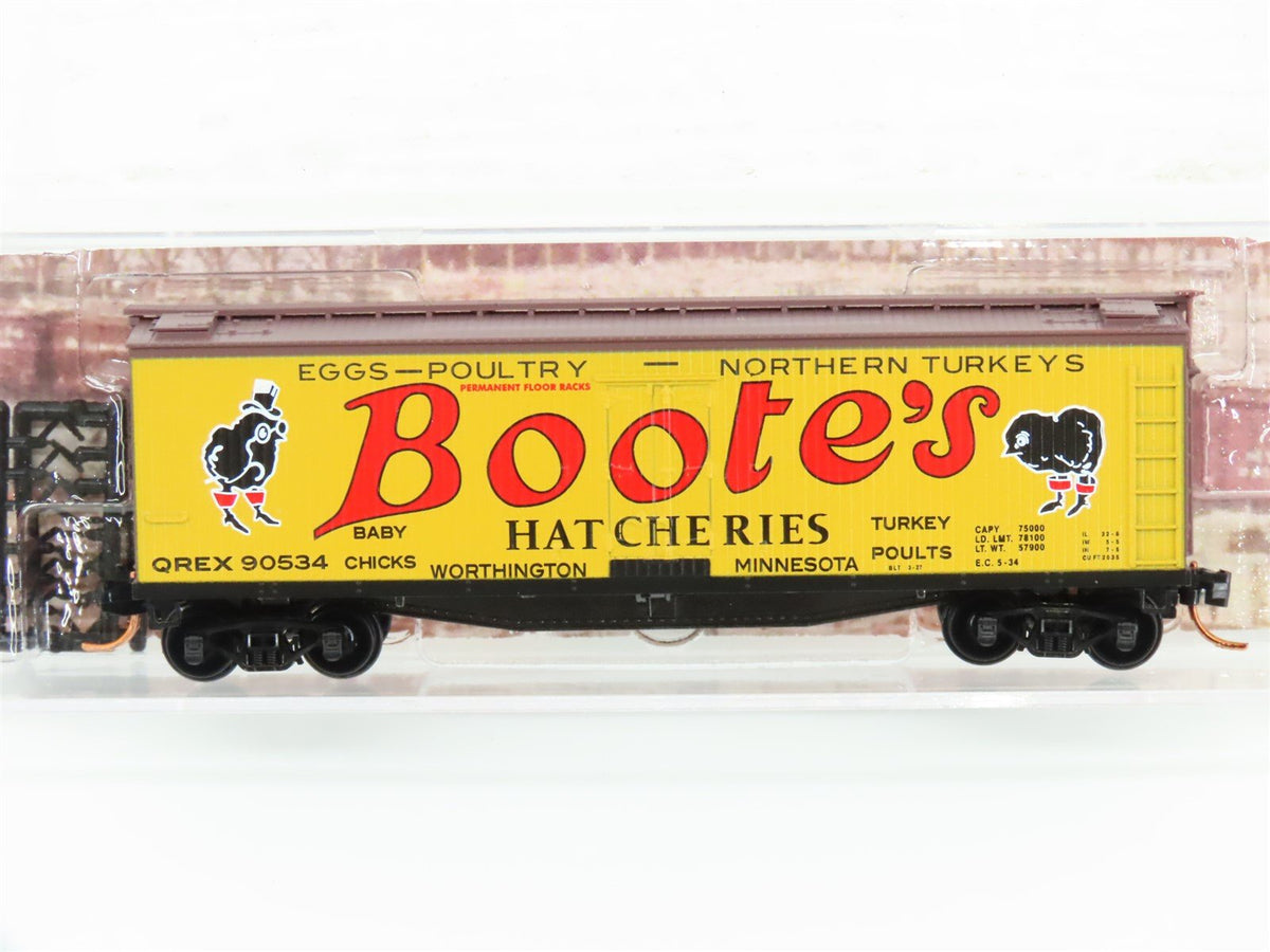 N Scale Micro-Trains MTL 04900620 QREX Boote&#39;s Hatcheries 40&#39; Reefer #90534