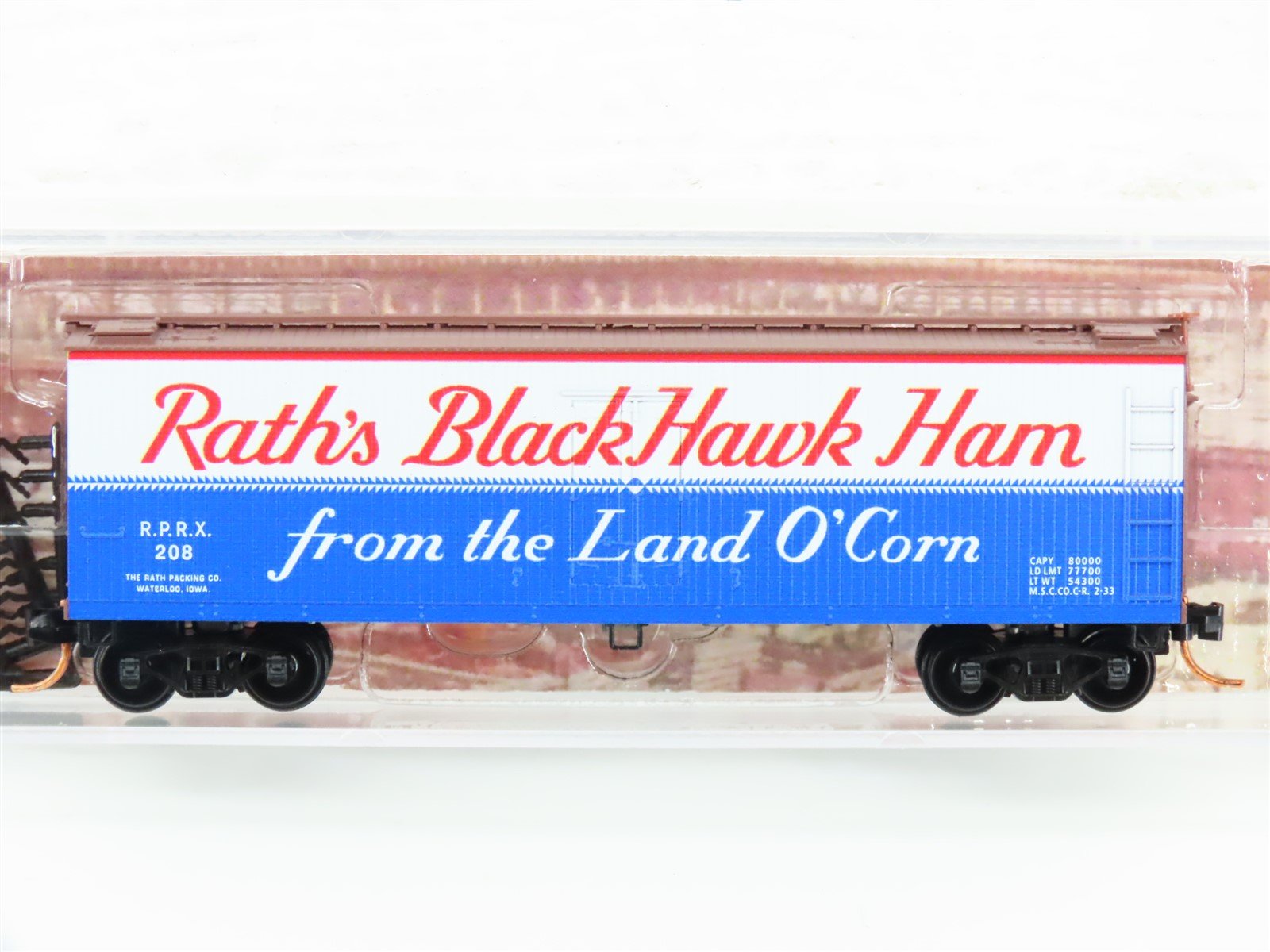N Scale Micro-Trains MTL 04900630 RPRX Rath's Blackhawk Ham 40' Wood Reefer #208