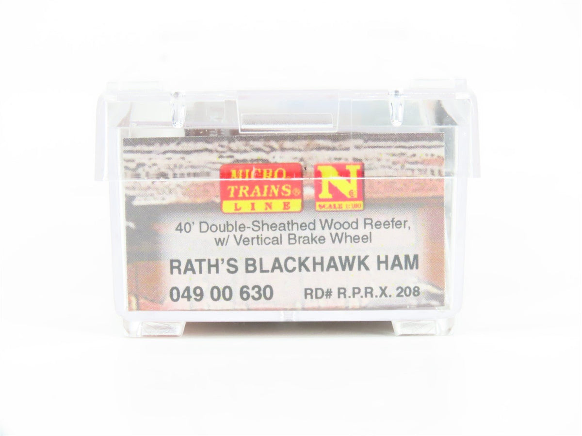 N Scale Micro-Trains MTL 04900630 RPRX Rath&#39;s Blackhawk Ham 40&#39; Wood Reefer #208