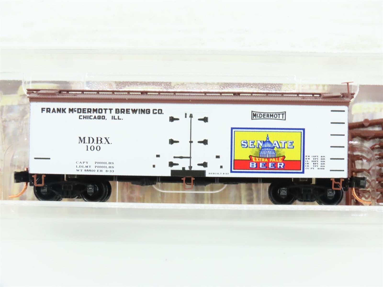 N Scale Micro-Trains MTL 05800546 MDBX Senate Brewing Co 36' Wood Reefer #100