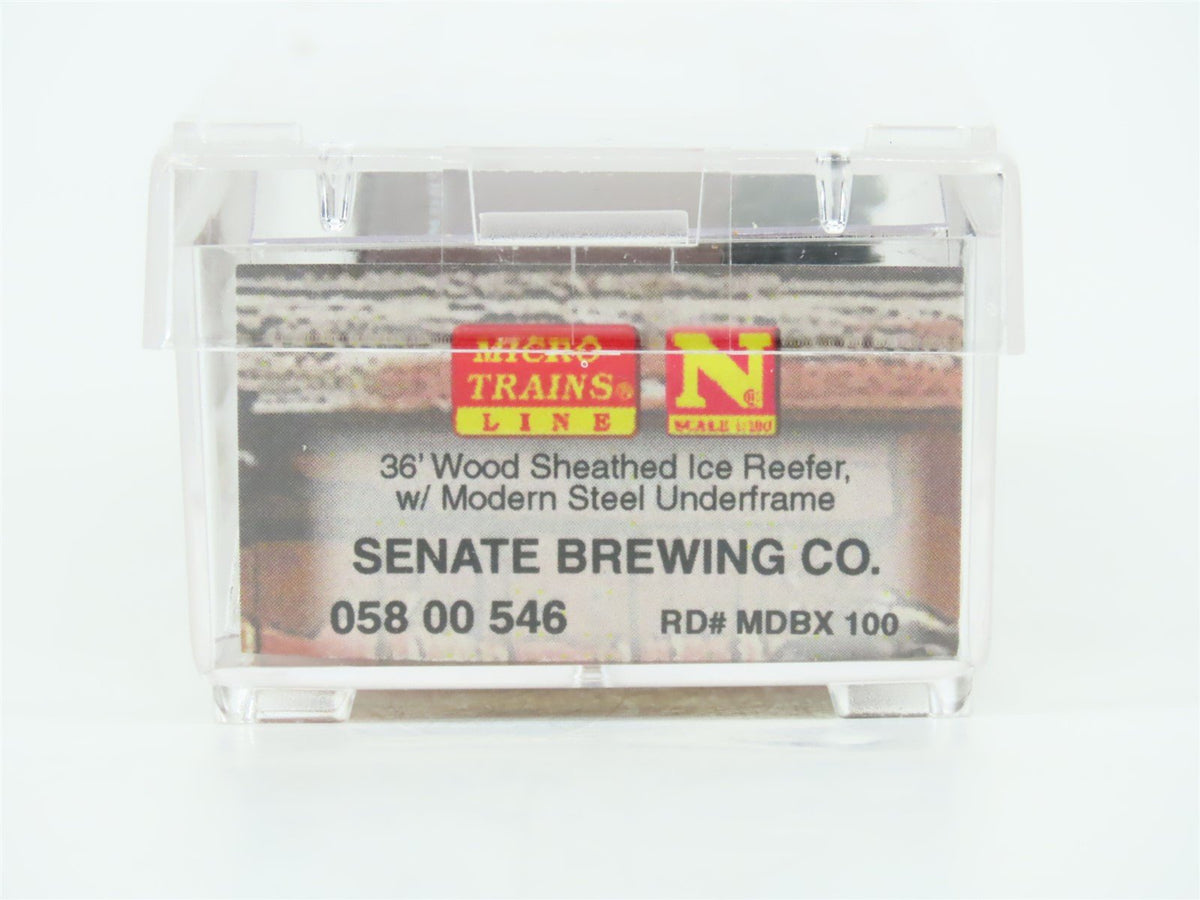 N Scale Micro-Trains MTL 05800546 MDBX Senate Brewing Co 36&#39; Wood Reefer #100