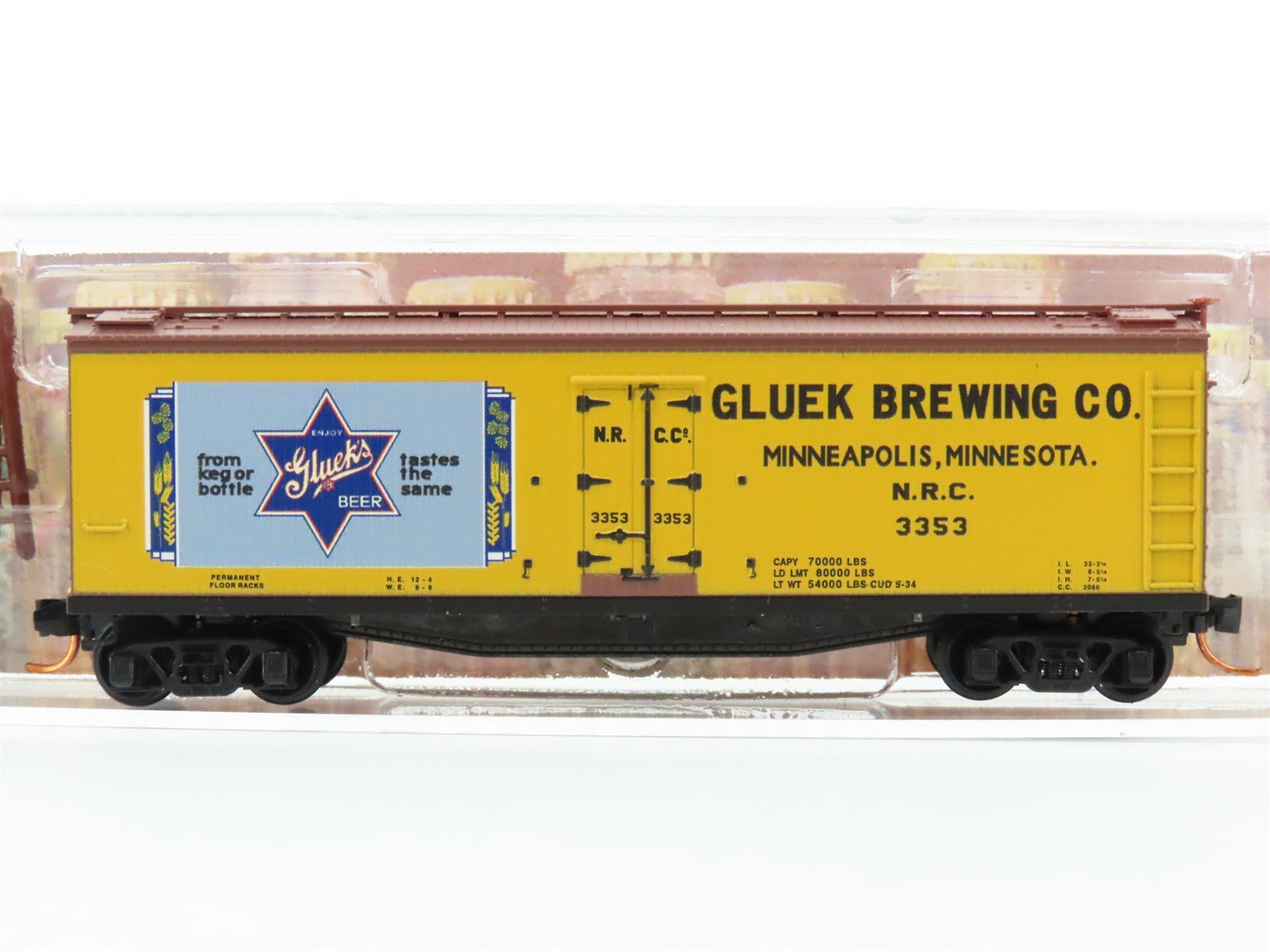 N Scale Micro-Trains MTL 04900660 NRC Gluek Brewing Co 40' Wood Reefer #3353
