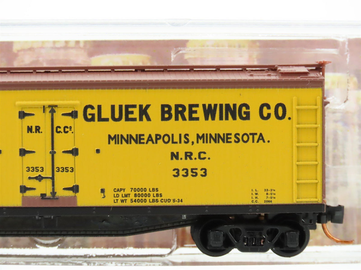 N Scale Micro-Trains MTL 04900660 NRC Gluek Brewing Co 40&#39; Wood Reefer #3353