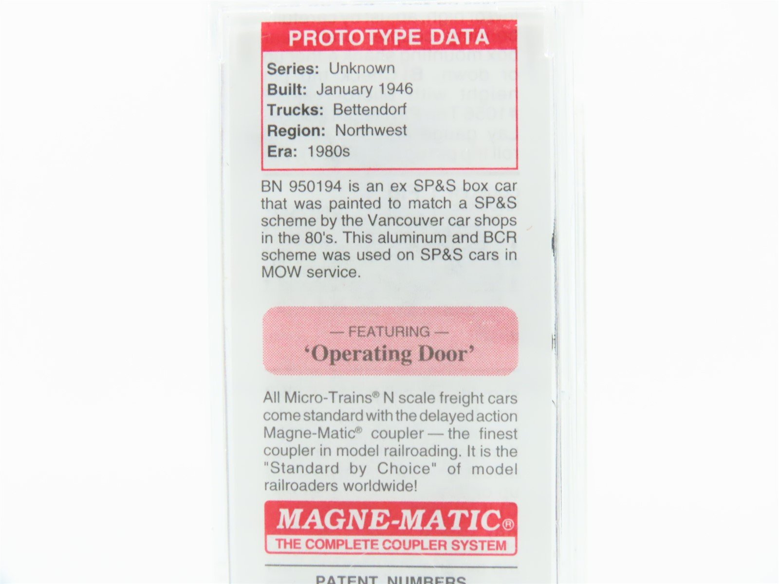 N Micro-Trains MTL 02000726 BN SP&S Spokane Portland & Seattle Box Car #950194