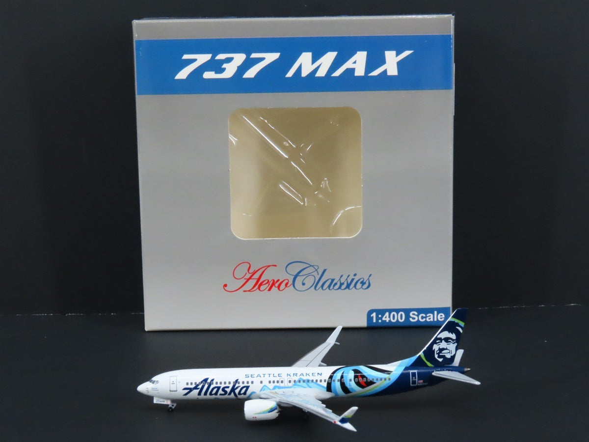1:400 AeroClassics BBX41636 Die-Cast Alaska 737 MAX Airliner &quot;Seattle Kraken&quot;