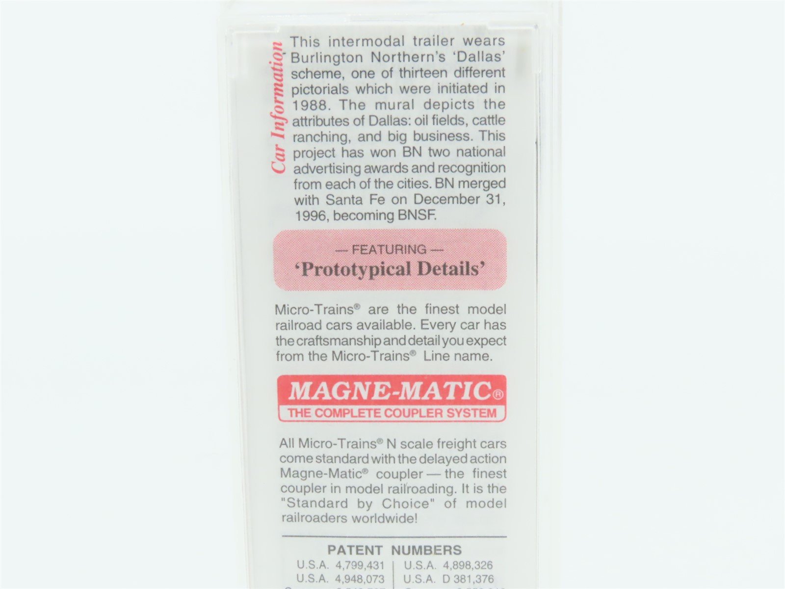 N Scale Micro-Trains MTL 67180 BNZ Intermodal Dallas 45' Trailer #237833