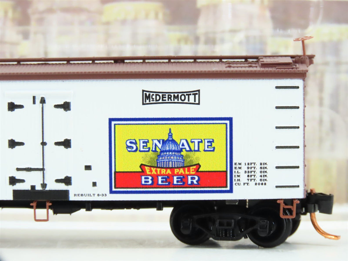 N Scale Micro-Trains MTL 05800546 MDBX Senate Brewing Co. 36&#39; Wood Reefer #100