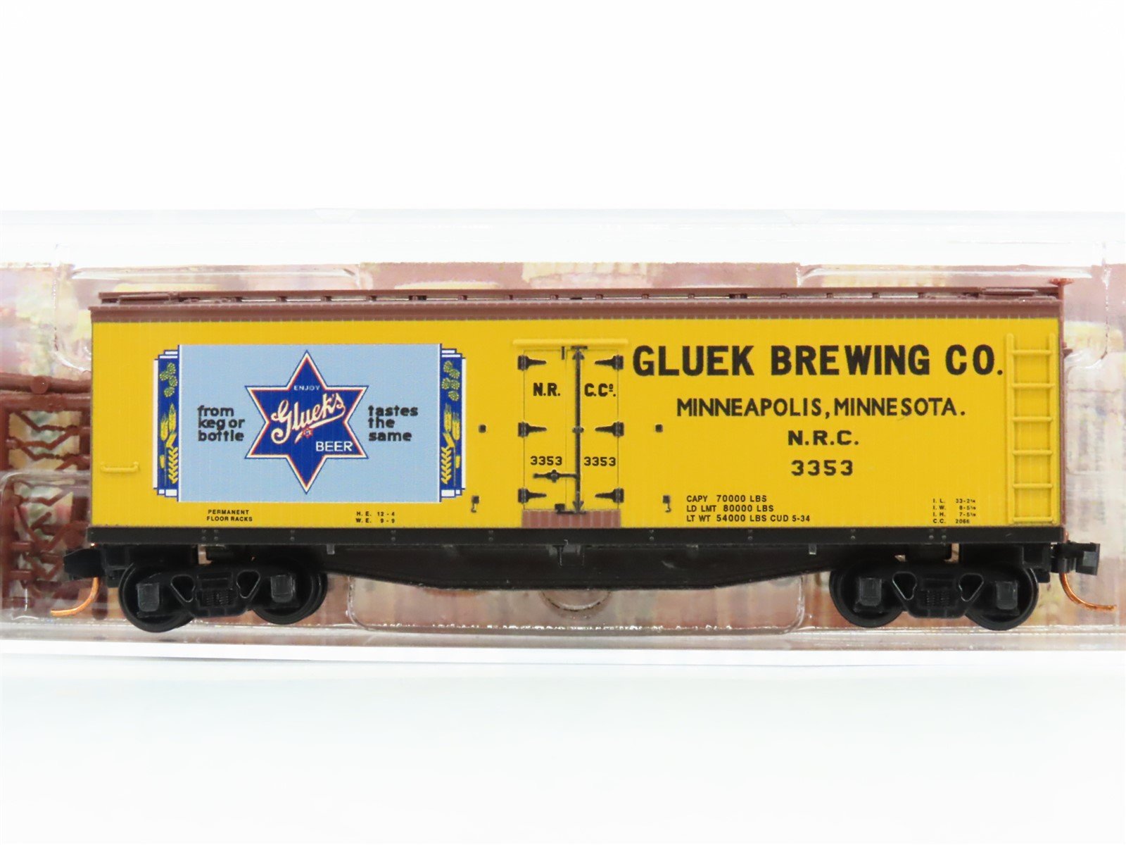 N Scale Micro-Trains MTL 04900660 NRCC Gluek Brewing Co. 40' Wood Reefer #3353