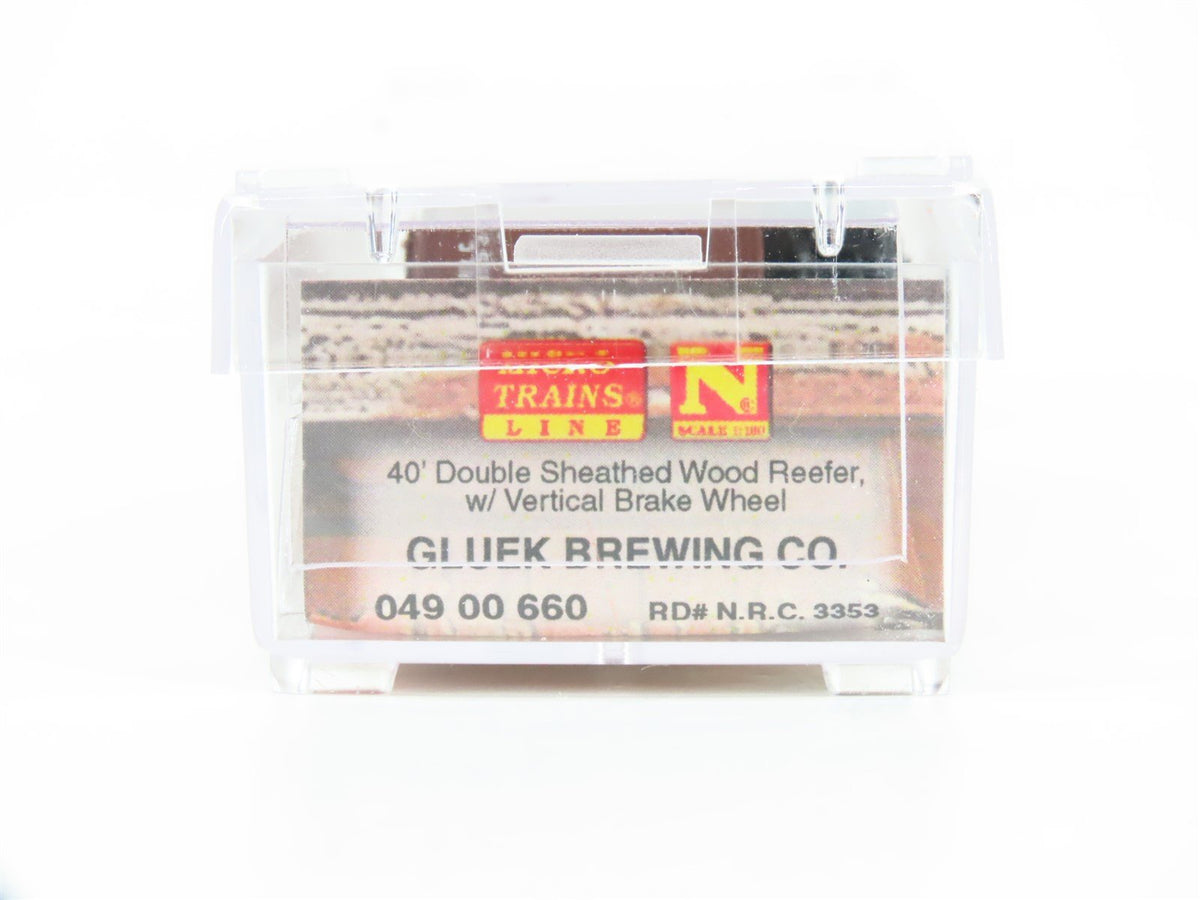 N Scale Micro-Trains MTL 04900660 NRCC Gluek Brewing Co. 40&#39; Wood Reefer #3353