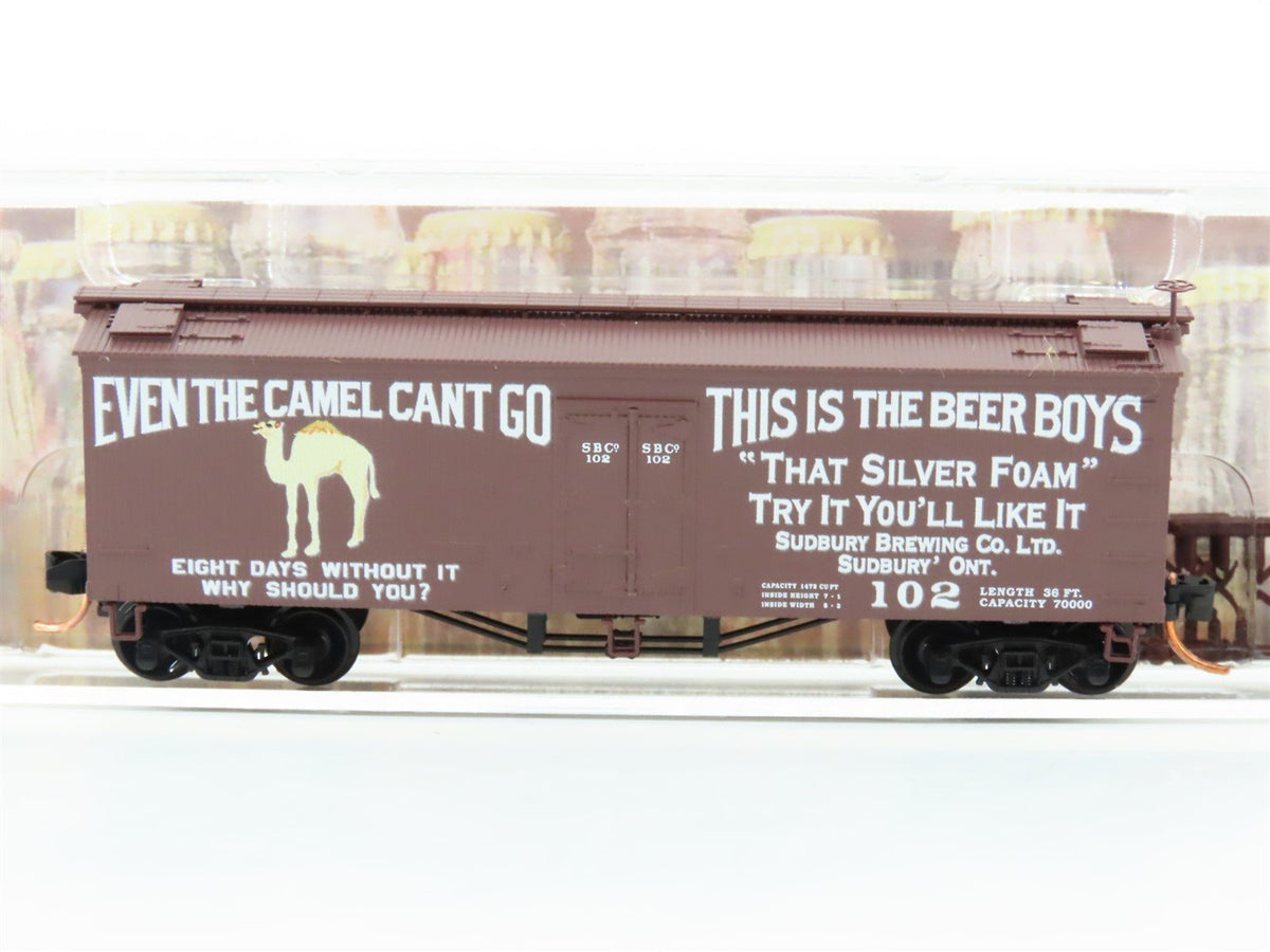N Scale Micro-Trains MTL 05800180 SBCO Sudbury Brewing Co. 36&#39; Wood Reefer #102