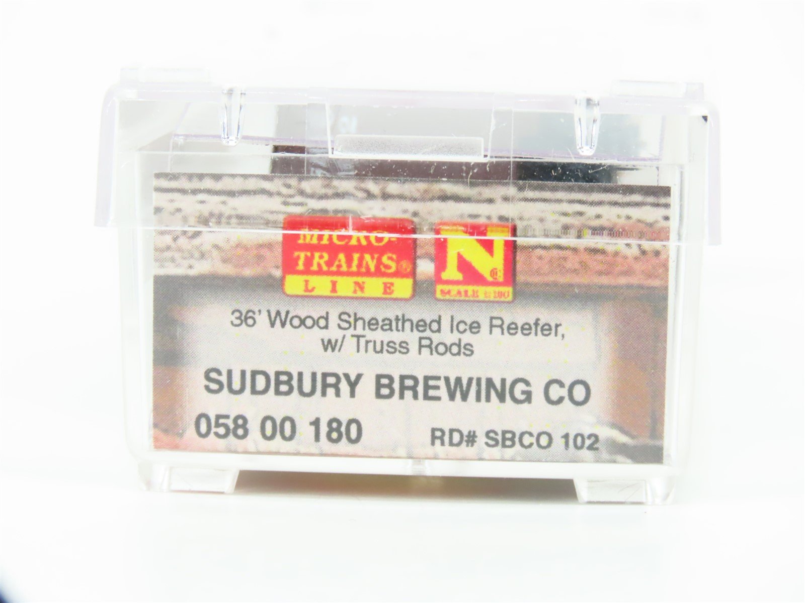 N Scale Micro-Trains MTL 05800180 SBCO Sudbury Brewing Co. 36' Wood Reefer #102