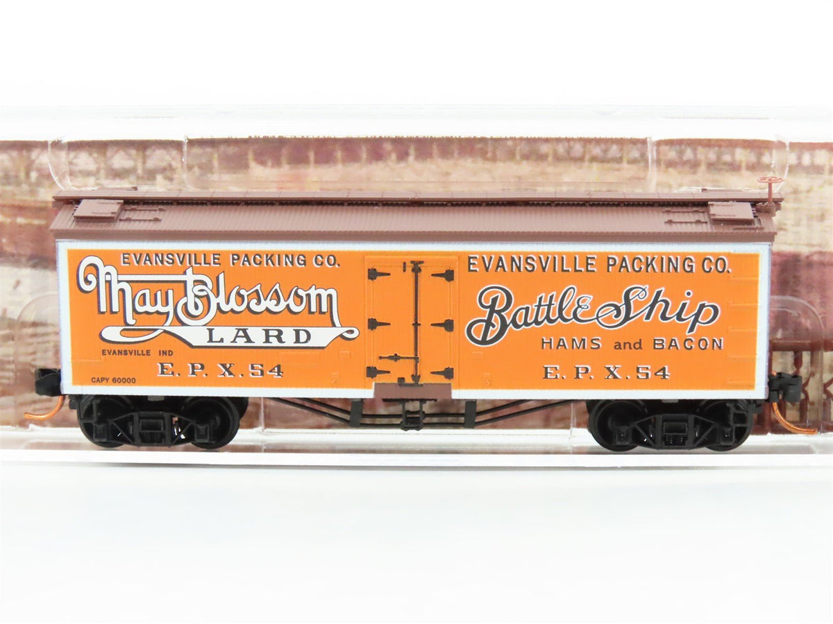 N Scale Micro-Trains MTL 05800140 EPX Evansville Packing Co. 36&#39; Wood Reefer #54