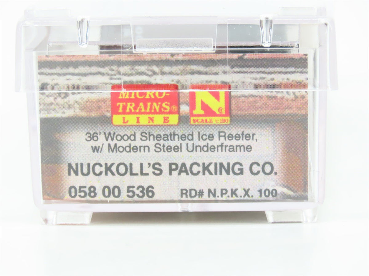 N Scale Micro-Trains MTL 05800536 NPKX Nuckoll&#39;s Packing Co 36&#39; Wood Reefer #100