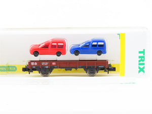 N Scale Trix 15212 DB Railway Flatcar #32733405 w/ 2 Car Loads