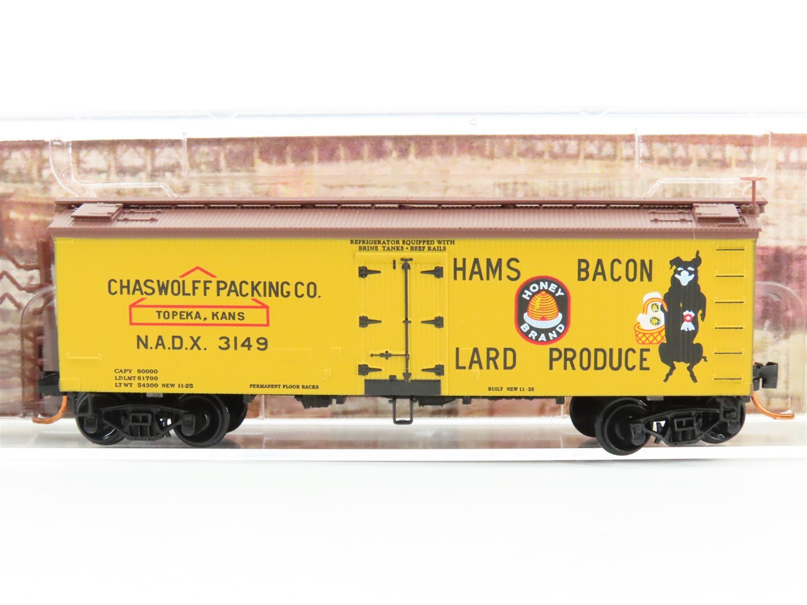 N Scale Micro-Trains MTL 05800516 NADX Chaswolff Packing 36' Wood Reefer #3149