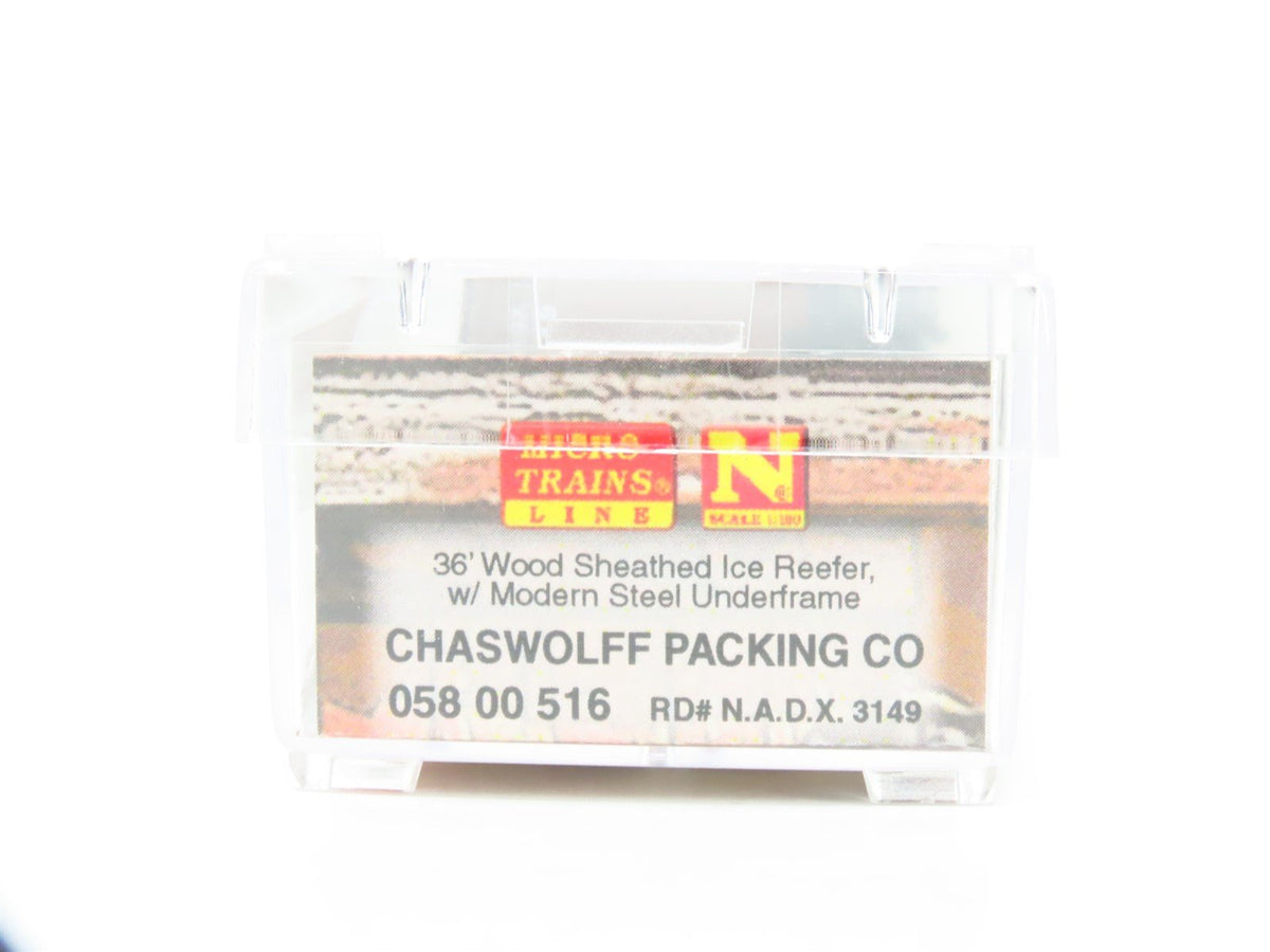 N Scale Micro-Trains MTL 05800516 NADX Chaswolff Packing 36&#39; Wood Reefer #3149