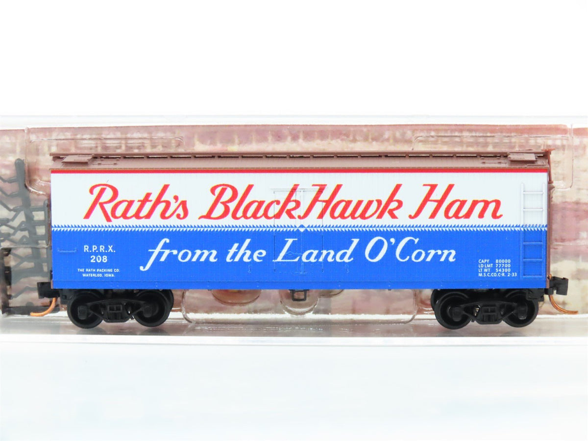 N Scale Micro-Trains MTL 04900630 RPRX Rath&#39;s Blackhawk Ham 40&#39; Wood Reefer #208