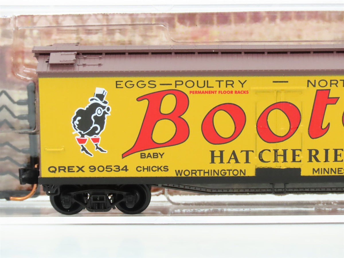 N Scale Micro-Trains MTL 04900620 QREX Boote&#39;s Hatcheries 40&#39; Wood Reefer #90534