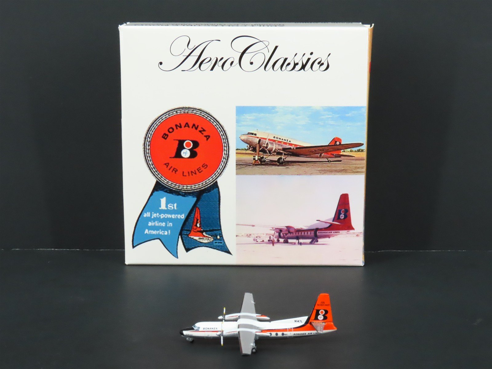 1:400 Aero Classics Die-Cast Bonanza Airlines Fairchild F-27 Airliner