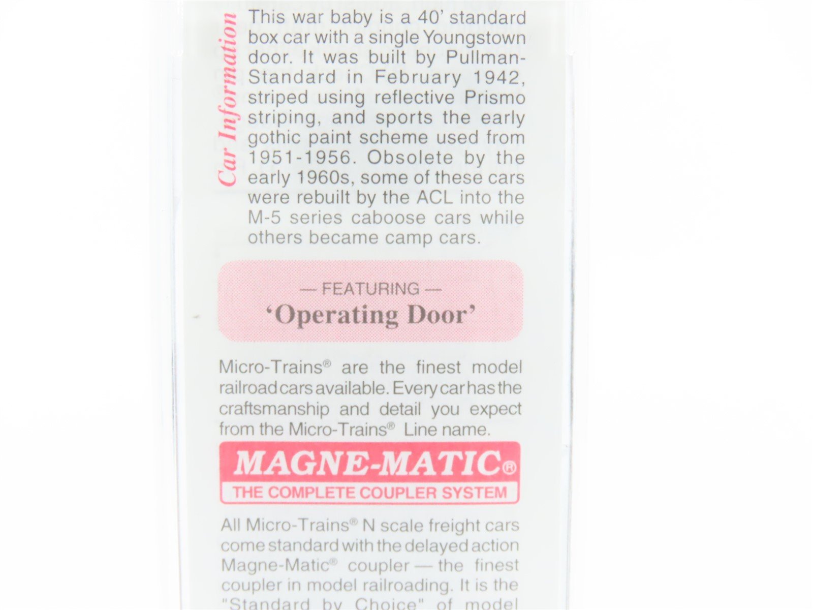 N Micro-Trains MTL 20636 ACL Atlantic Coast Line 40' Standard Boxcar #21003