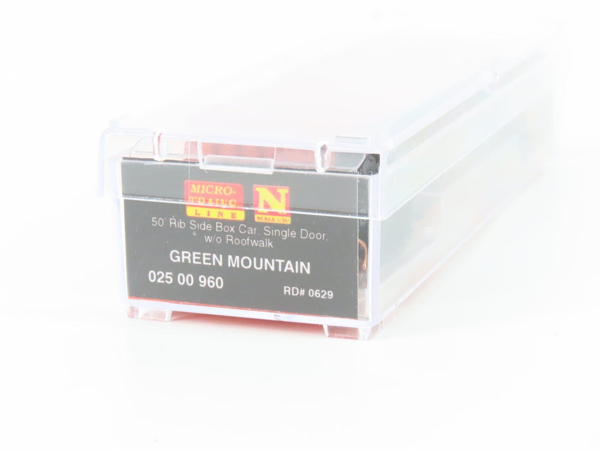 N Scale Micro-Trains MTL 02500960 GMRC Green Mountain 50&#39; Rib Side Boxcar #0629