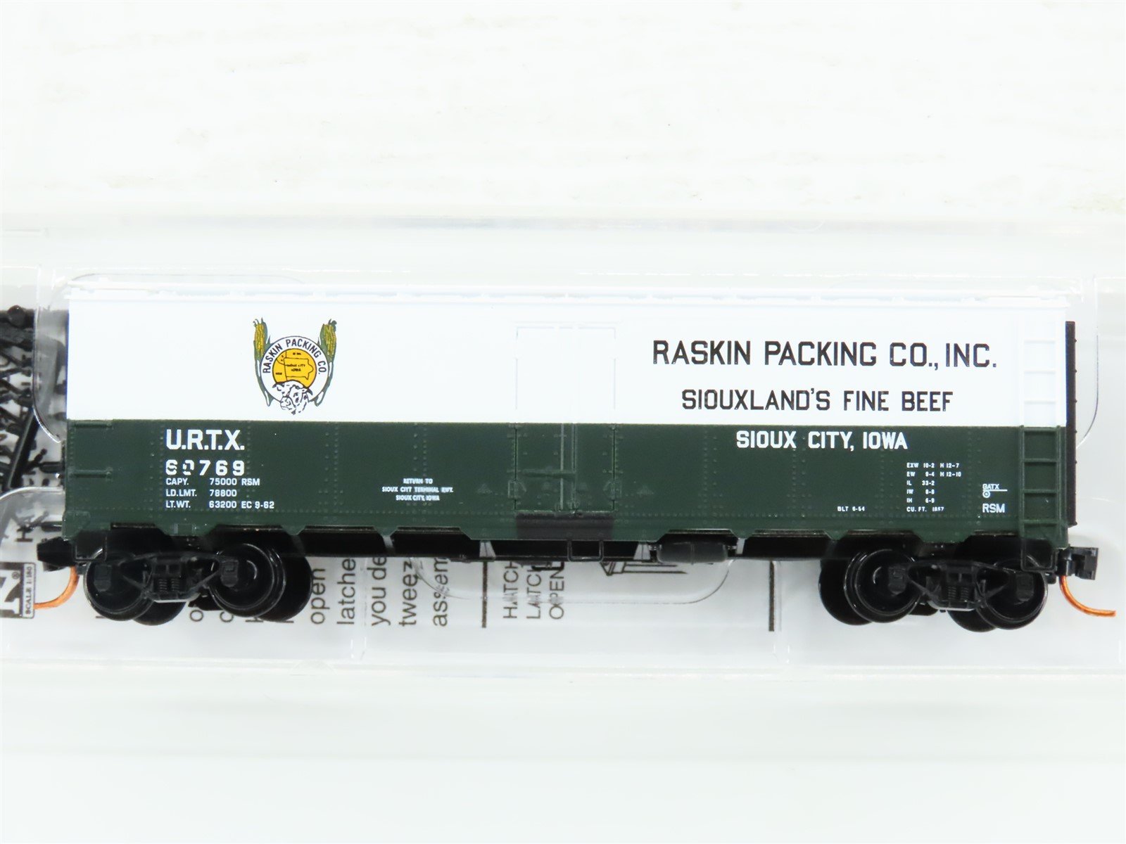 N Scale Micro-Trains MTL 05900170 URTX Raskin Packing 40' Steel Reefer #60769
