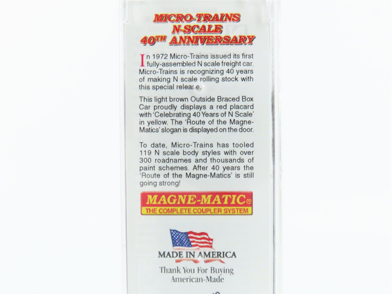 N Scale Micro-Trains MTL 04000020 40th Anniversary 40' Box Car #2012