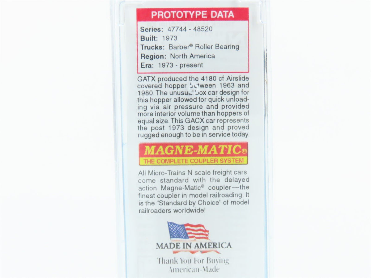 N Scale Micro-Trains MTL 09800011 GACX 50&#39; Airslide Covered Hopper #47906