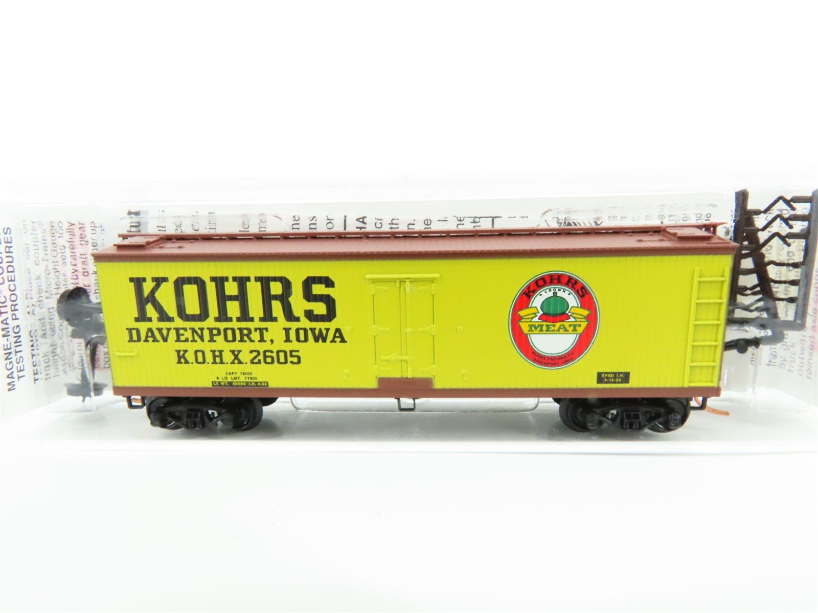 N Scale Micro-Trains MTL 49110 KOHX Kohrs Meat Packing Co. 40' Wood Reefer #2605