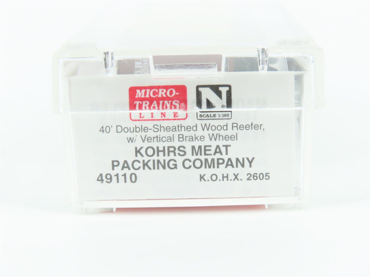 N Scale Micro-Trains MTL 49110 KOHX Kohrs Meat Packing Co. 40&#39; Wood Reefer #2605
