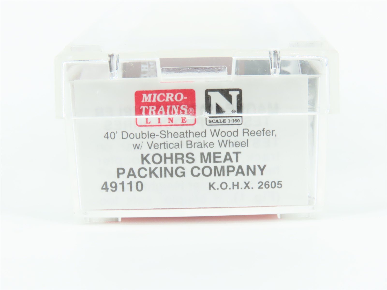 N Scale Micro-Trains MTL 49110 KOHX Kohrs Meat Packing Co. 40' Wood Reefer #2605