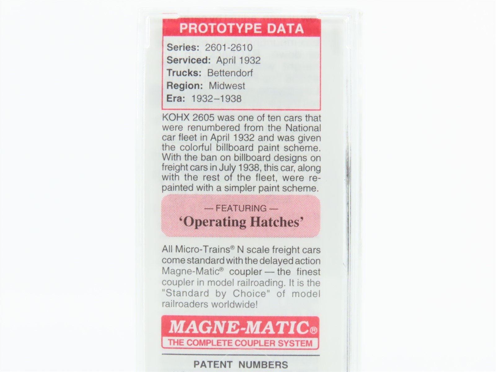 N Scale Micro-Trains MTL 49110 KOHX Kohrs Meat Packing Co. 40' Wood Reefer #2605