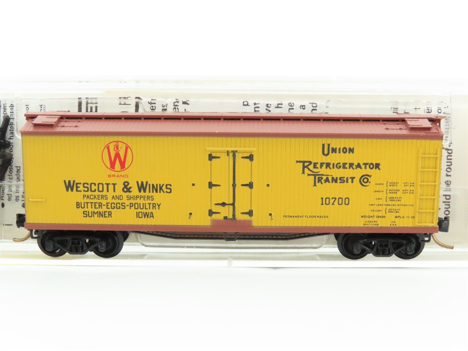N Scale Micro-Trains MTL 49380 URTC Wescott & Winks 40' Wood Reefer #10700