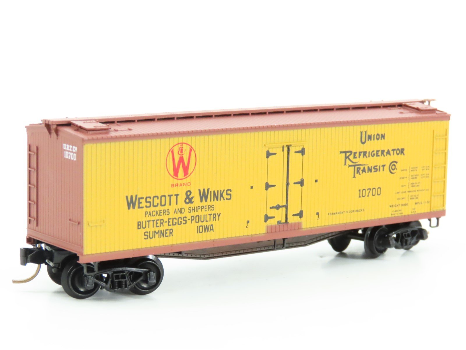 N Scale Micro-Trains MTL 49380 URTC Wescott & Winks 40' Wood Reefer #10700