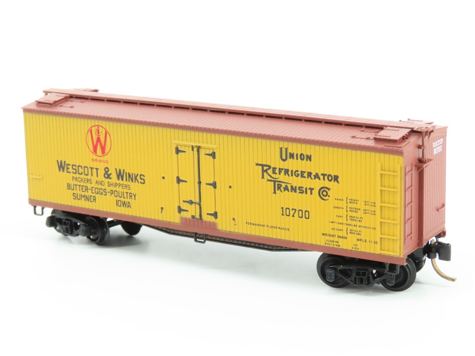 N Scale Micro-Trains MTL 49380 URTC Wescott & Winks 40' Wood Reefer #10700