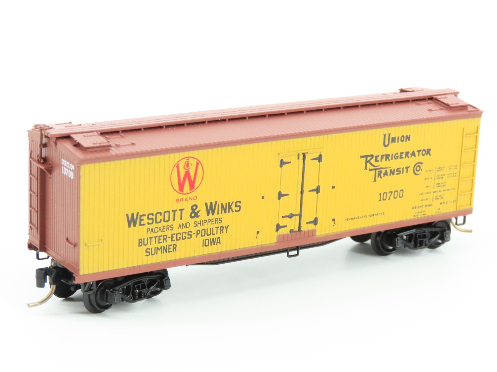 N Scale Micro-Trains MTL 49380 URTC Wescott & Winks 40' Wood Reefer #10700